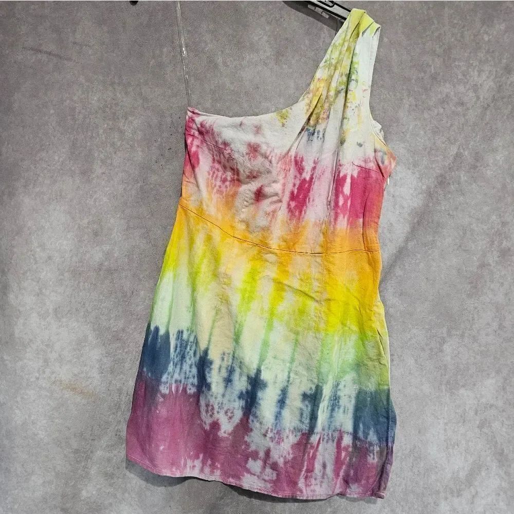 Women's Custom Tie Dye Single Strap Mini Dress Large